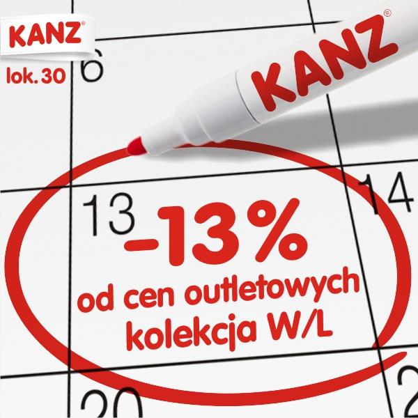 Szczęśliwe zakupy 13-tego w sklepie KANZ -13% od cen outletowych na kolekcję WL