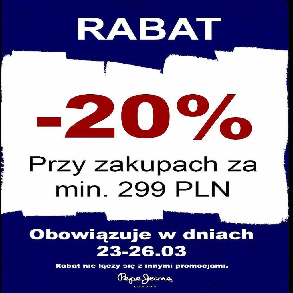 Rabat 20% od ceny outletowej przy zakupach za min. 299 PLN