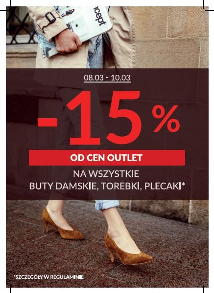 Rabat 15% przy zakupie butów damskich, juniorskich, torebek oraz plecaków