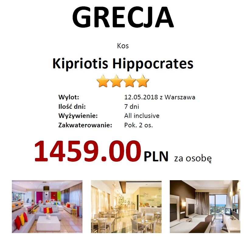 Grecja, Kos: 1459 zł za osobę