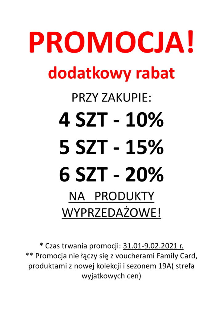 do -20% na produkty wyprzedażowe