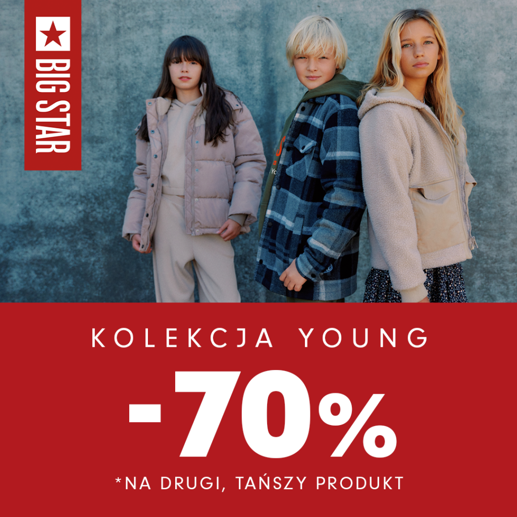 -70% rabatu na drugi, tańszy produkt z kolekcji YOUNG