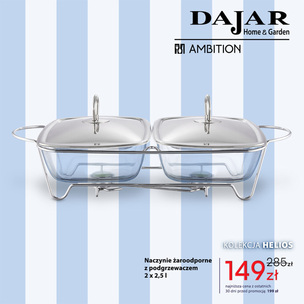 Naczynie żaroodporne z&nbsp;podgrzewaczem 2×2,5l za&nbsp;149zł